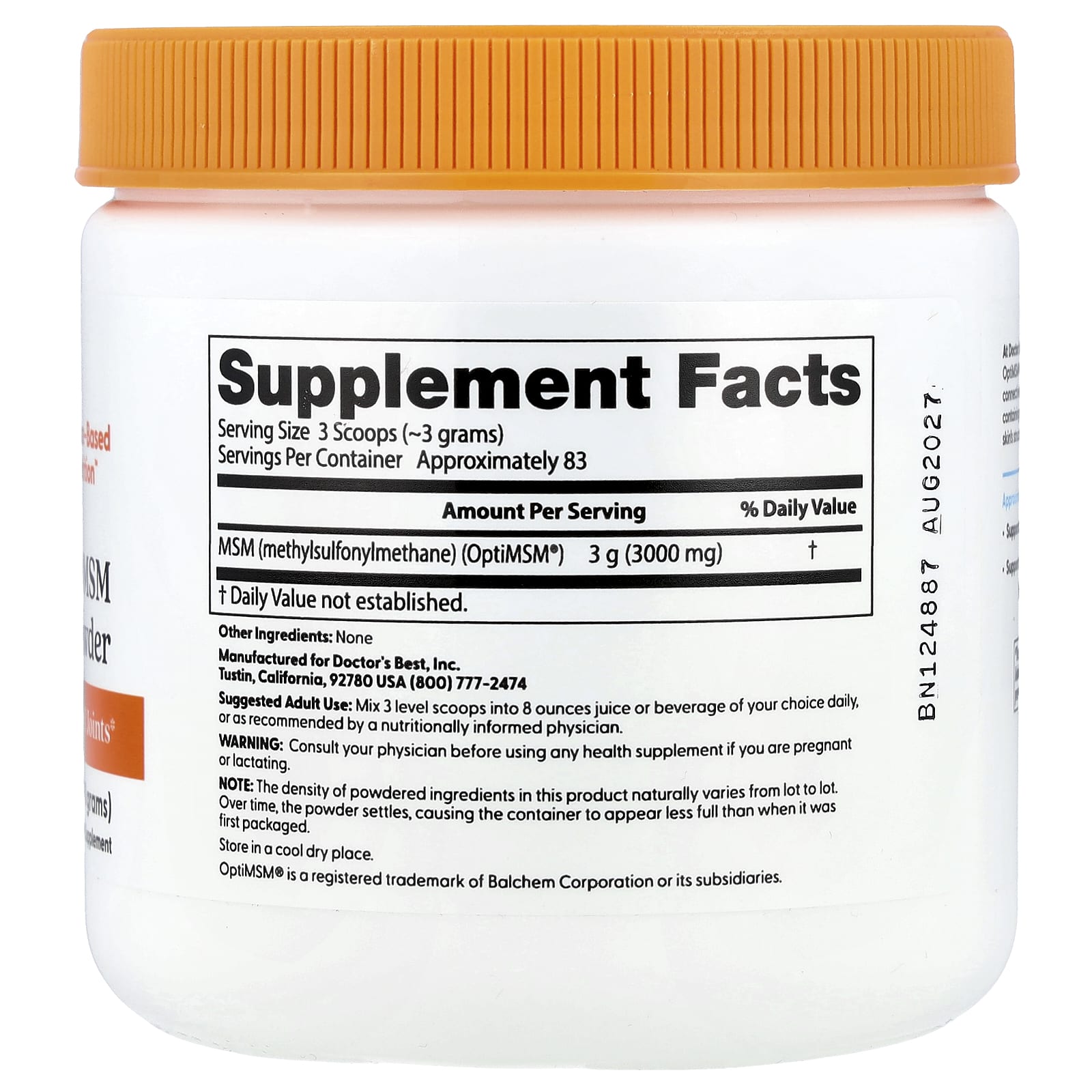 Порошок Doctor's Best MSM with OptiMSM®, 250 г — фото 2