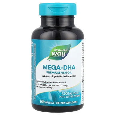 Фото товара: Рыбий жир Nature's Way Mega-DHA Premium, 60 мягких капсул
