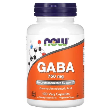 ГАМК NOW Foods, 750 мг, 100 растительных капсул