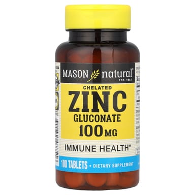Цинк глюконат Mason Natural Chelated, 100 мг, 100 таблеток