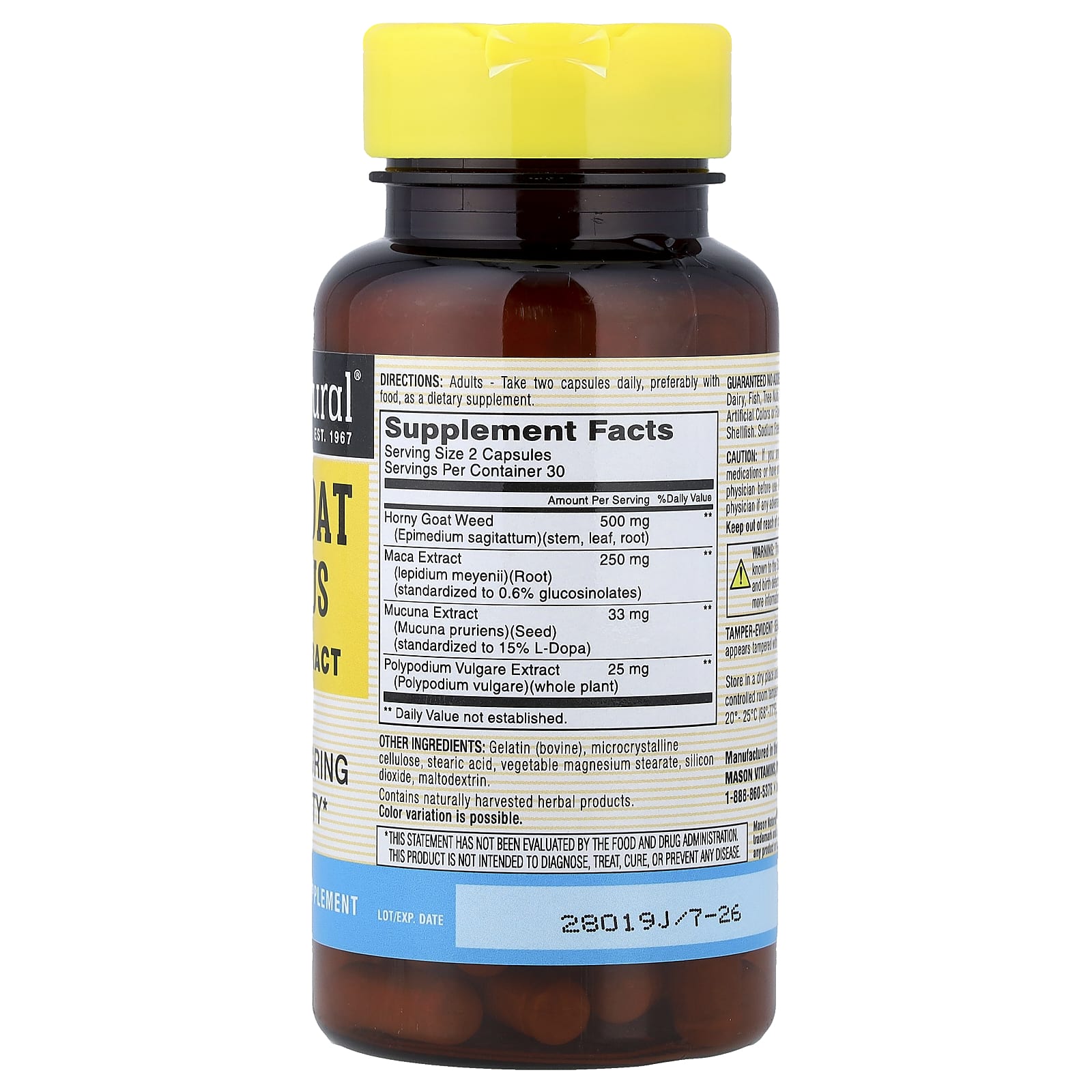 Мака Mason Natural Horny Goat Weed Plus With Extract, 60 капсул — фото 2