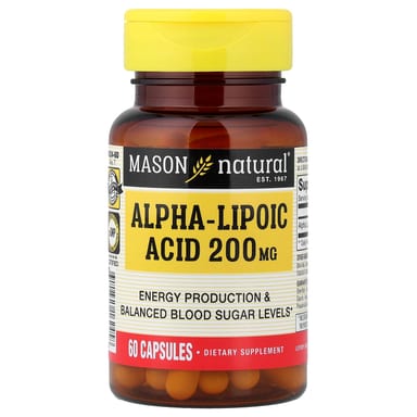 Альфа-липоевая кислота Mason Natural Alpha-Lipoic Acid, 200 мг, 60 капсул