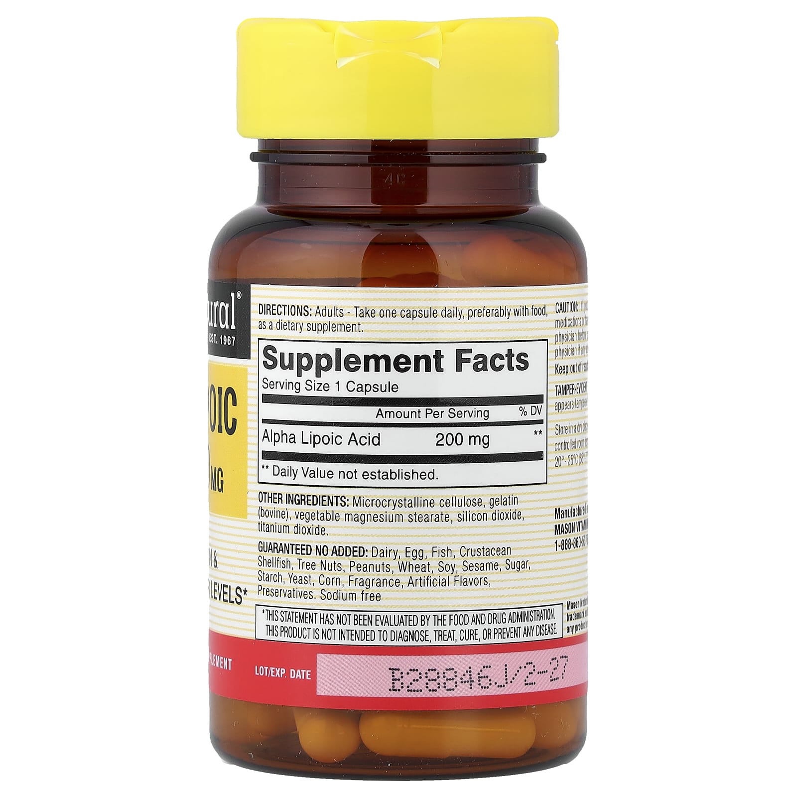 Альфа-липоевая кислота Mason Natural Alpha-Lipoic Acid, 200 мг, 60 капсул — фото 2