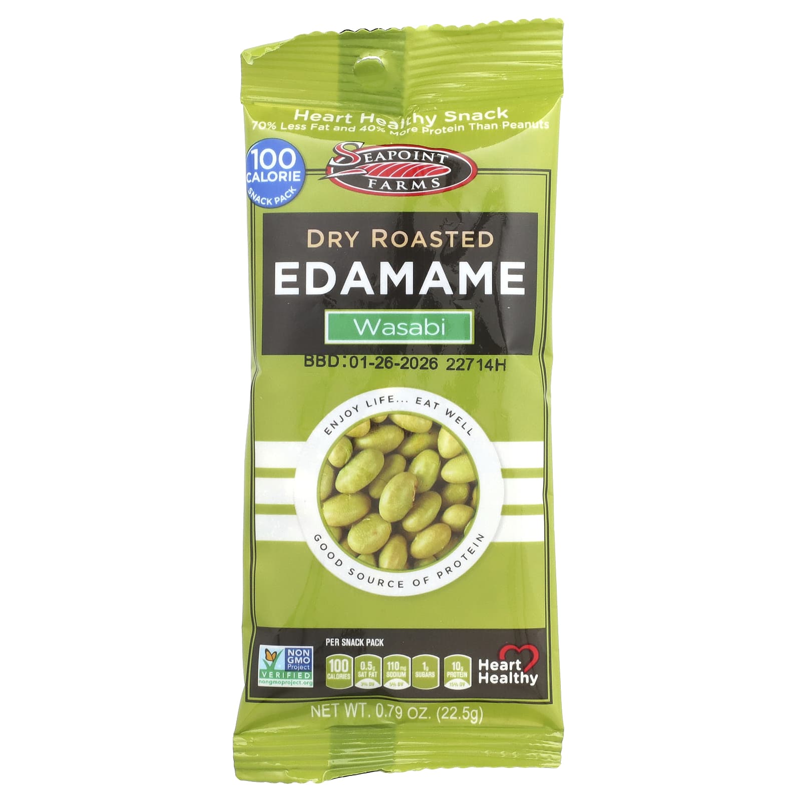 Снек Seapoint Farms Dry Roasted Edamame 8 Packs, оттенок Wasabi, 22.5 г — фото 3