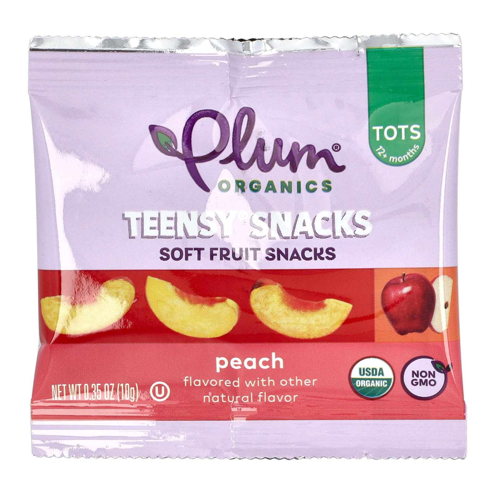 Закуски из мягких фруктов Plum Organics, 12+ месяцев, Персик, 5 упаковок по 10 г — фото 3