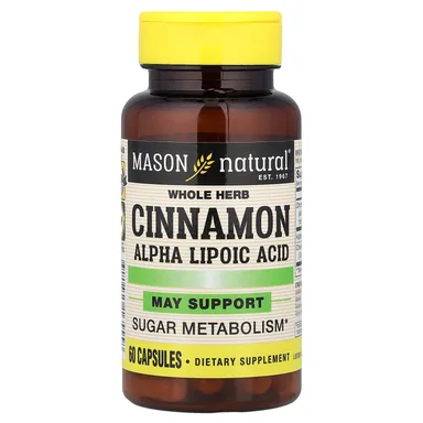 Фото товара: Альфа-липоевая кислота Mason Natural Cinnamon, 60 капсул