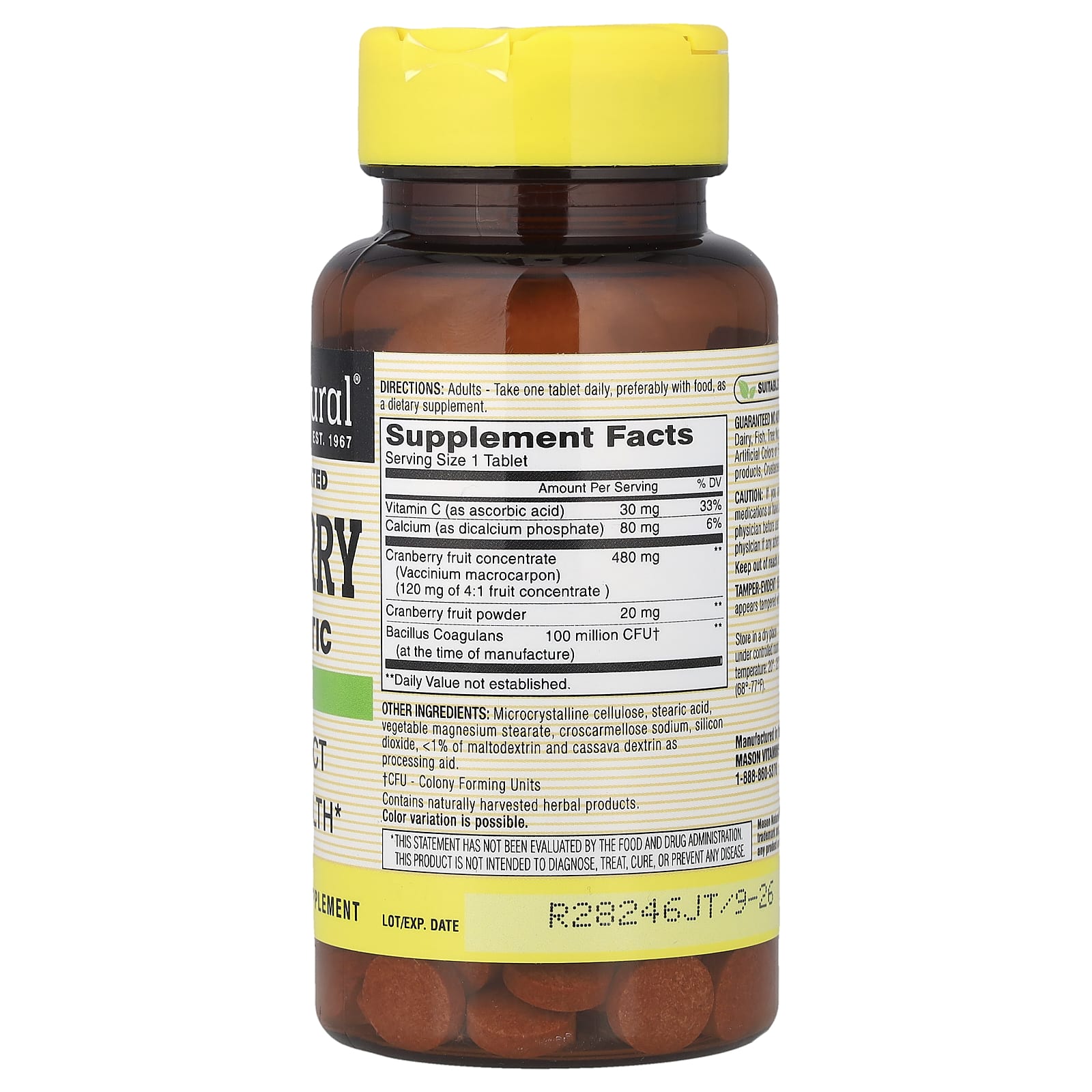 Клюква Mason Natural Highly Concentrated with Probiotic, 60 таблеток — фото 2