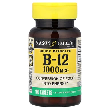 Витамин B12 Mason Natural Quick Dissolve, 1000 мкг, 100 таблеток