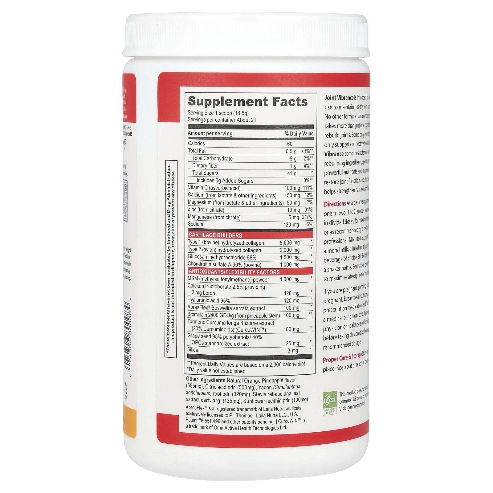 Порошок для суставов Vibrant Health, 388.5 г (13.7 oz), апельсин-ананас — фото 2