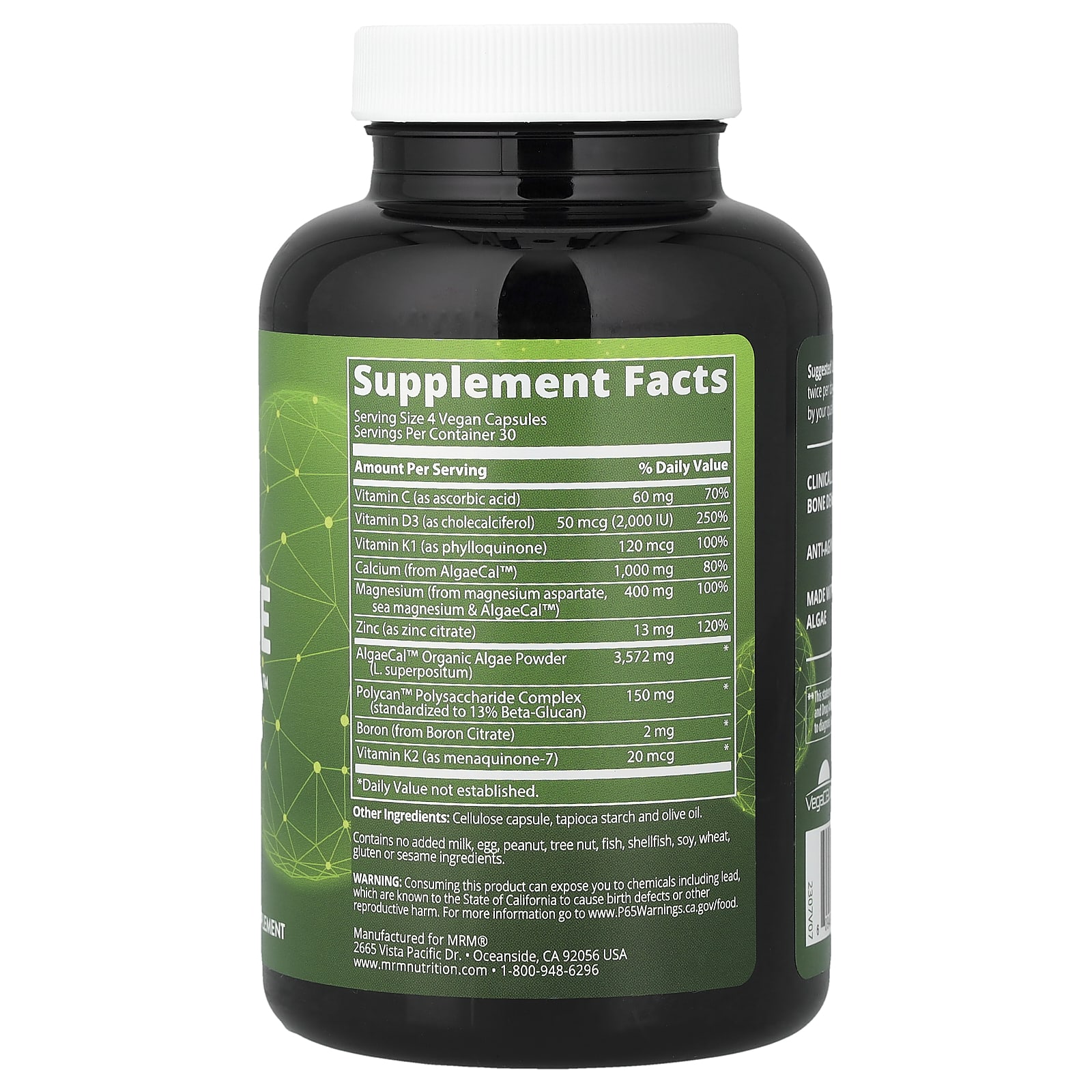 Веганский комплекс для костей MRM Nutrition, 120 веганских капсул — фото 2