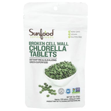 Хлорелла Sunfood Broken Cell Wall Tablets, 250 мг, 57 г, 228 таблеток