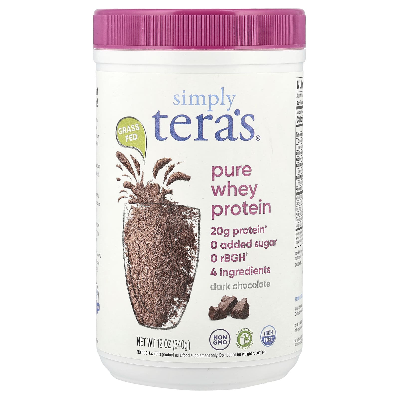 Темный шоколад Simply Tera's Pure Whey Protein, 340 г