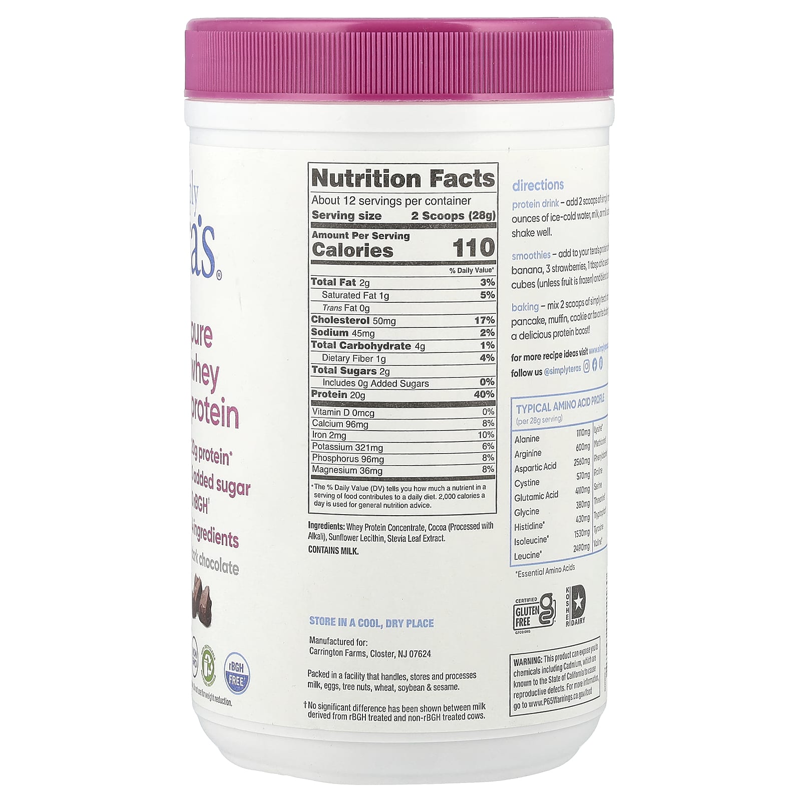 Темный шоколад Simply Tera's Pure Whey Protein, 340 г — фото 2