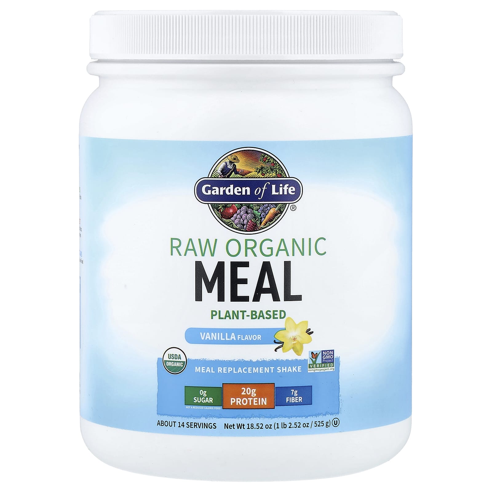 Протеиновый коктейль Garden of Life RAW Organic, вкус Vanilla, 525 г