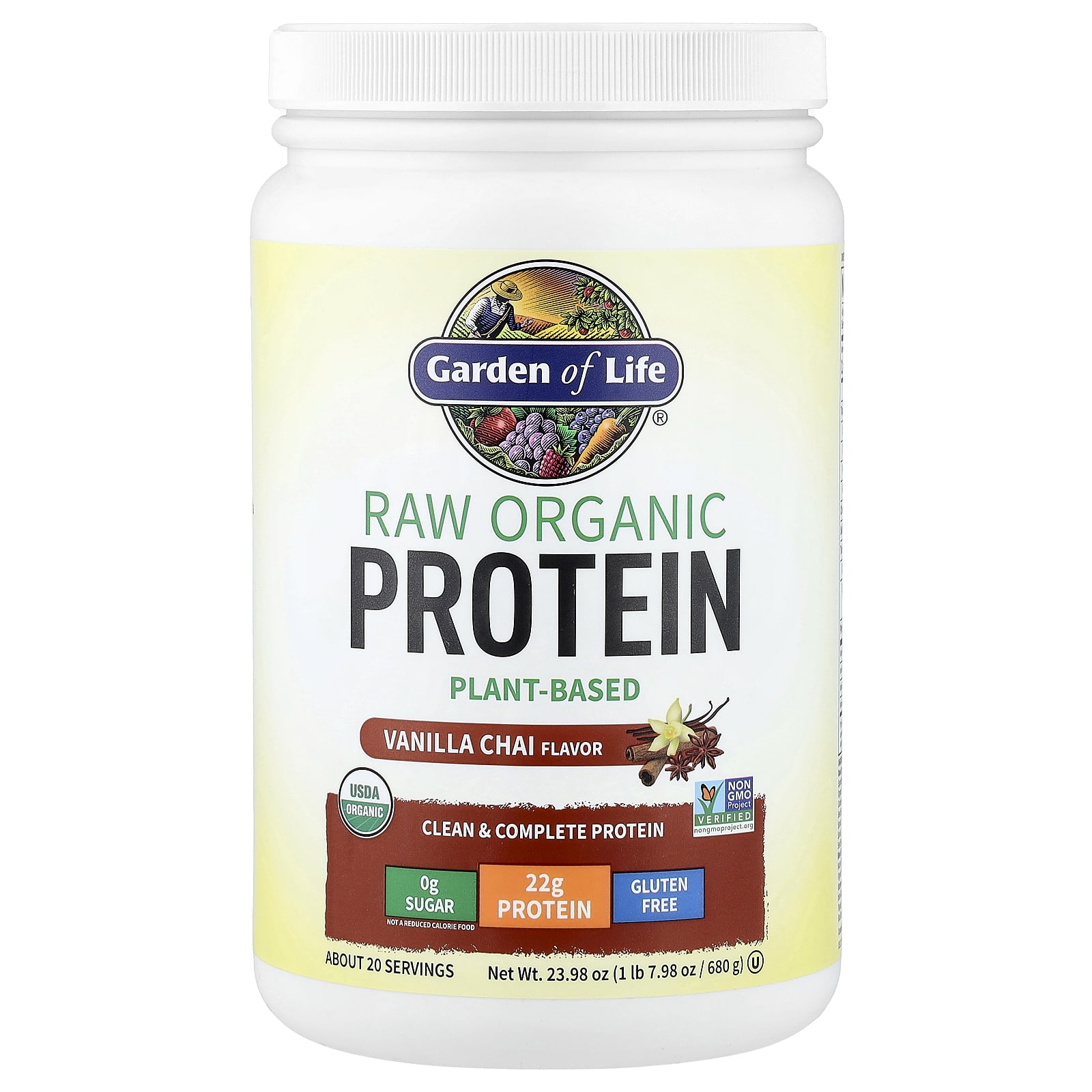 Протеин Garden of Life RAW Organic Vanilla Chai, 680 г, 1 lb