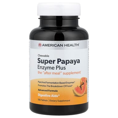 Фермент American Health Super Papaya Plus Chewable, 180 таблеток