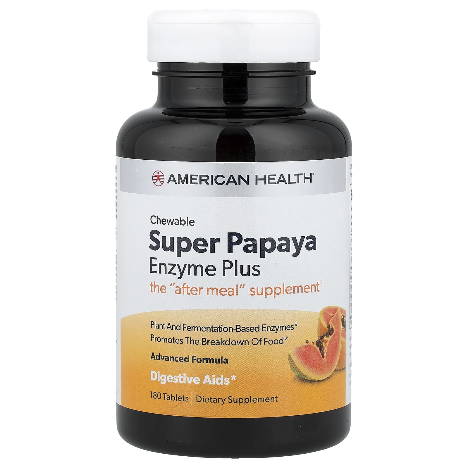 Фермент American Health Super Papaya Plus Chewable, 180 таблеток