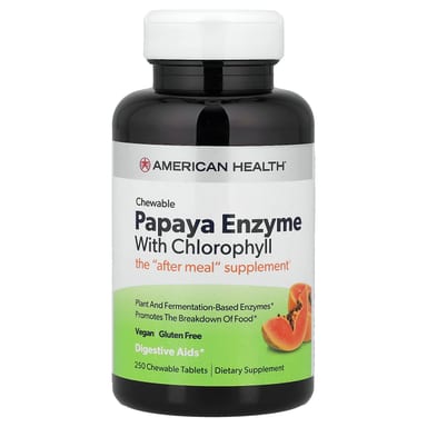 Хлорофилл American Health Chewable Papaya Enzyme, 250 жевательных таблеток