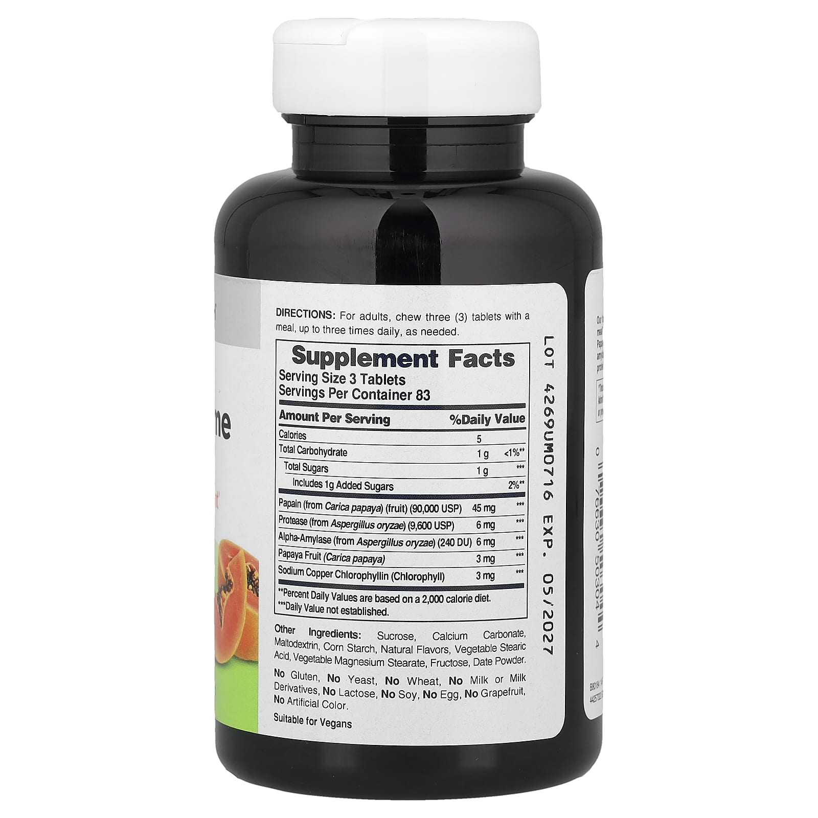 Хлорофилл American Health Chewable Papaya Enzyme, 250 жевательных таблеток — фото 2