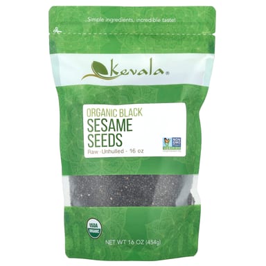 Семена кунжута Kevala Organic Black Raw, оттенок Unhulled, 454 г