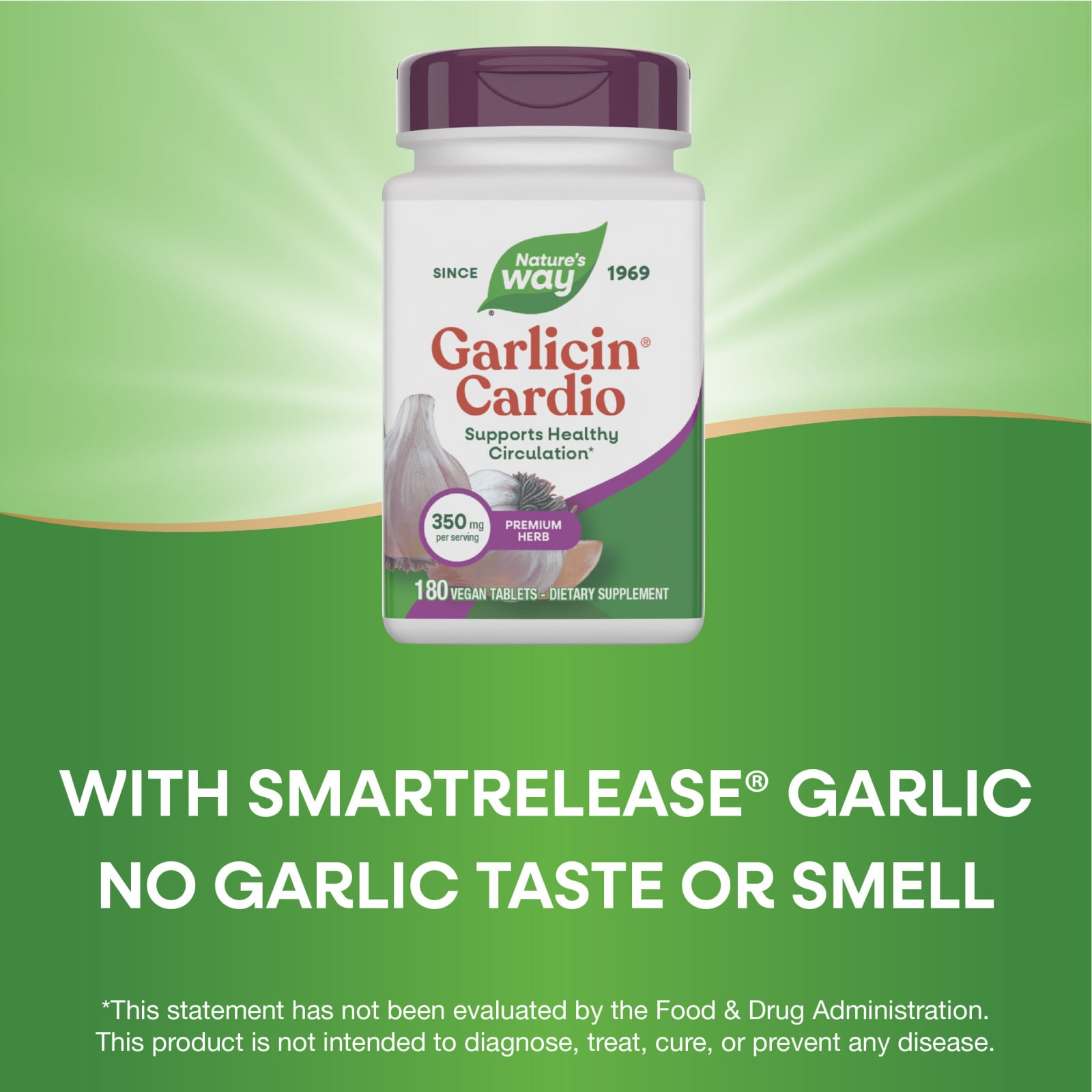 Чесночный комплекс Garlicin Cardio Nature's Way Garlicin® Cardio 180 Vegan Tablets, 350 мг, таблетки — фото 5