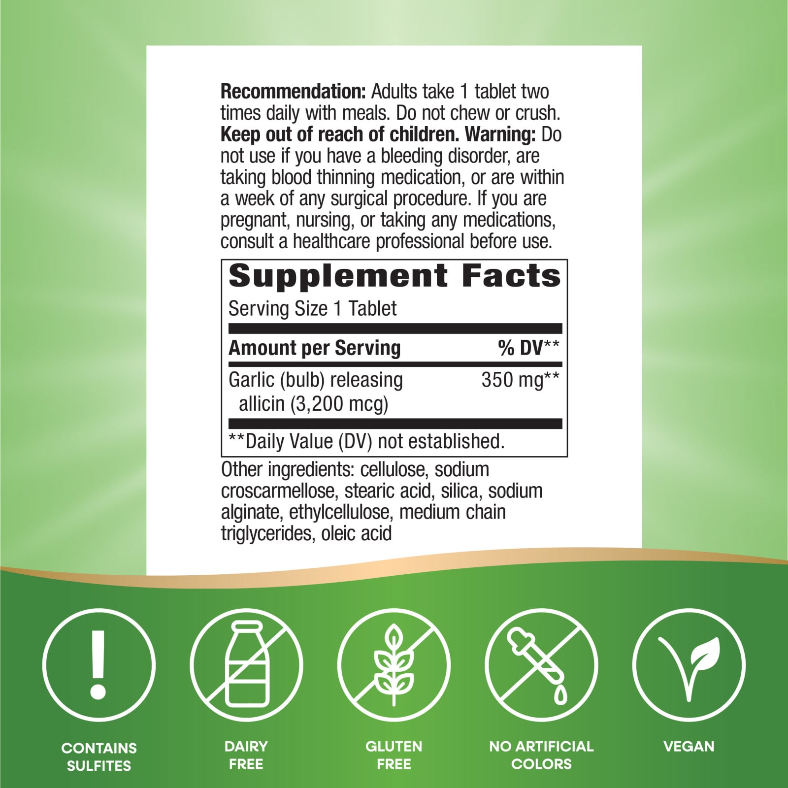 Чесночный комплекс Garlicin Cardio Nature's Way Garlicin® Cardio 180 Vegan Tablets, 350 мг, таблетки — фото 7