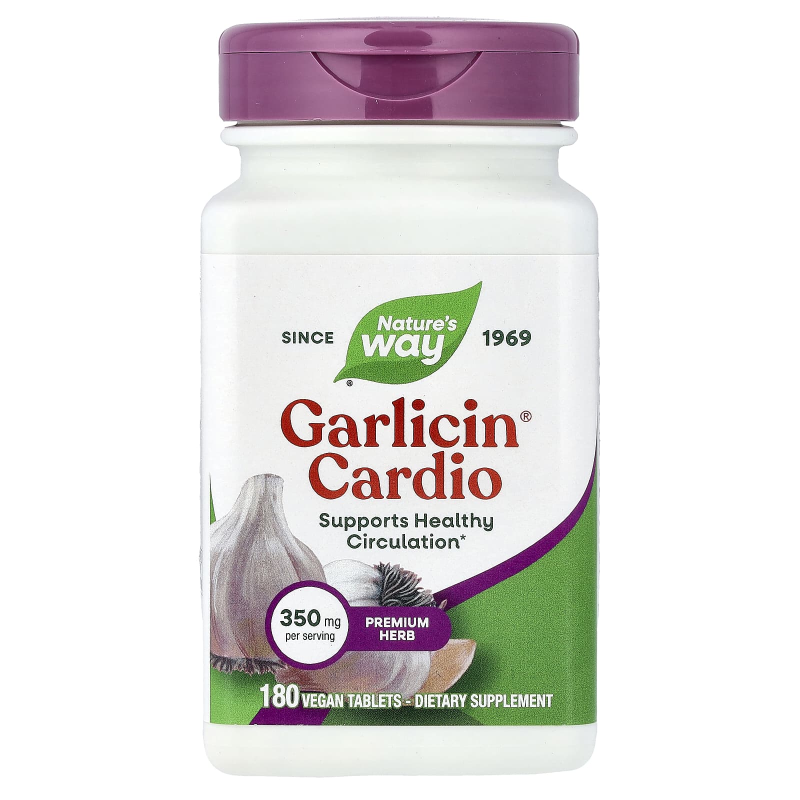 Чесночный комплекс Garlicin Cardio Nature's Way Garlicin® Cardio 180 Vegan Tablets, 350 мг, таблетки — фото 2