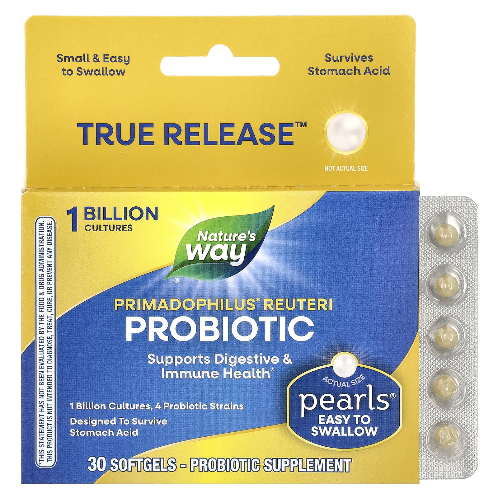 Пробиотик Nature's Way Primadophilus Reuteri 1 Billion, 30 мягких капсул