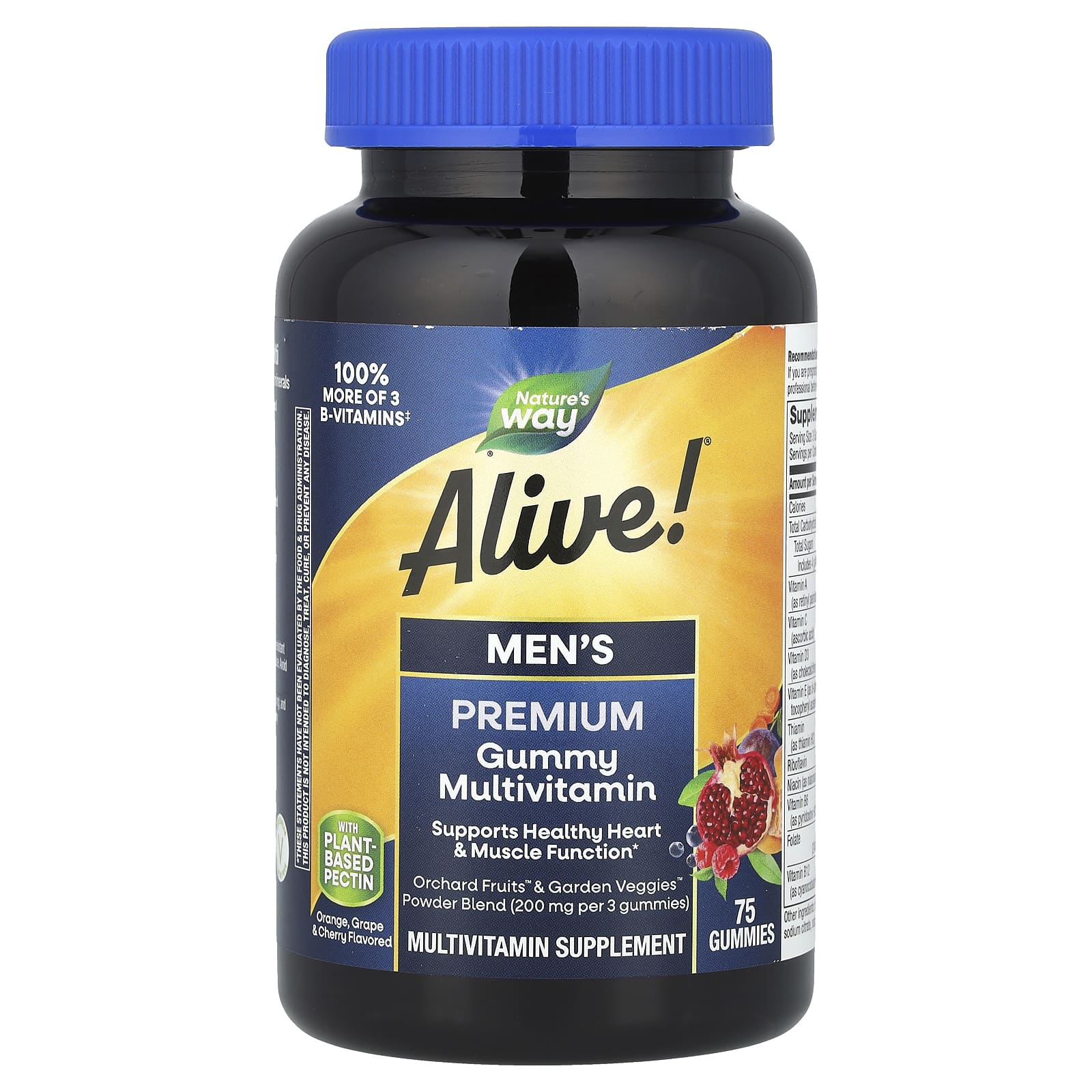 Мультивитамины Nature's Way Alive!® Men's Premium Gummy Grape & Cherry, вкус Orange, 75 жевательных пастилок