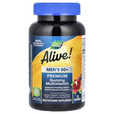 Мультивитамины Nature's Way Alive!® Men's 50+ Premium Gummy Grape & Cherry, вкус Orange, 75 жевательных пастилок
