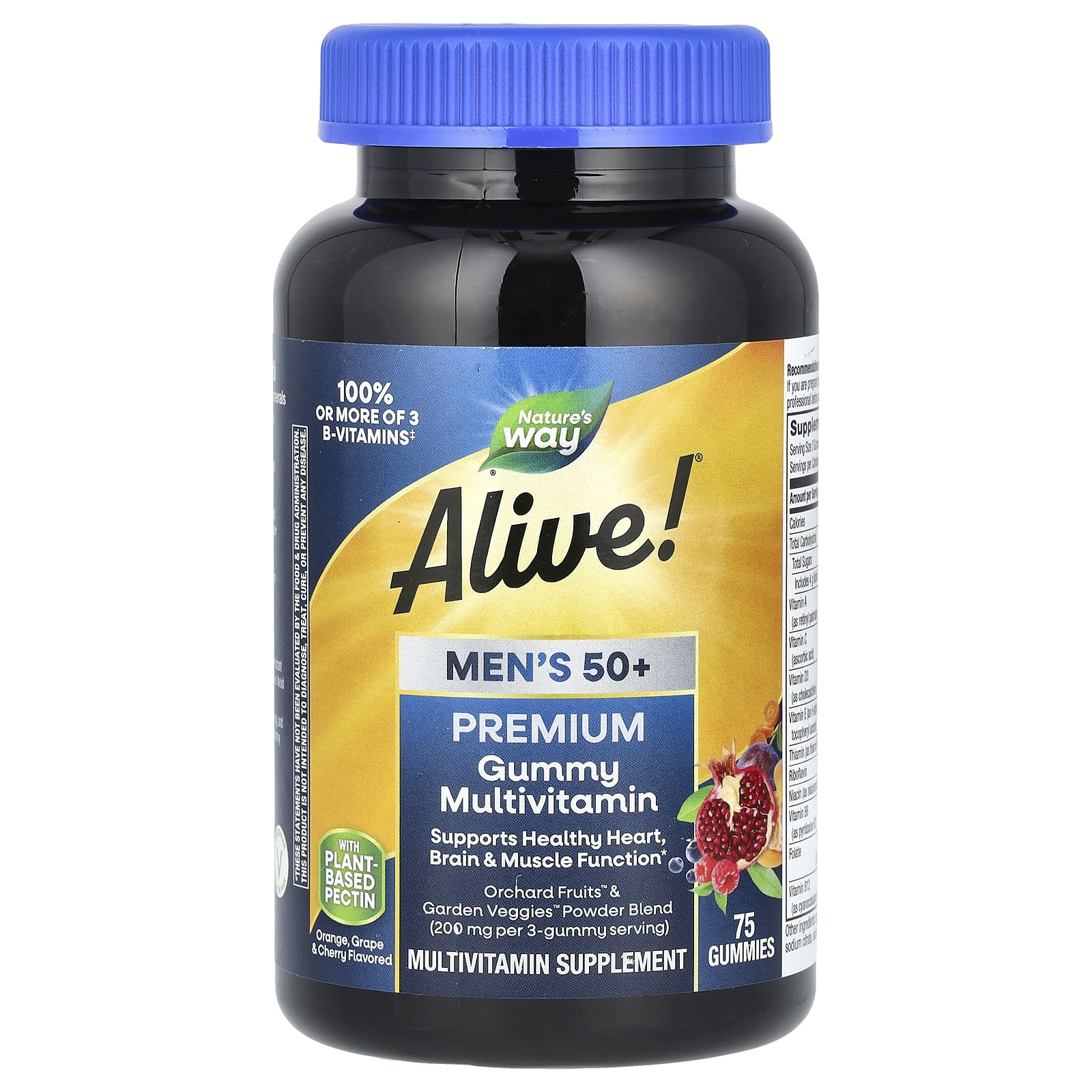 Мультивитамины Nature's Way Alive!® Men's 50+ Premium Gummy Grape & Cherry, вкус Orange, 75 жевательных пастилок