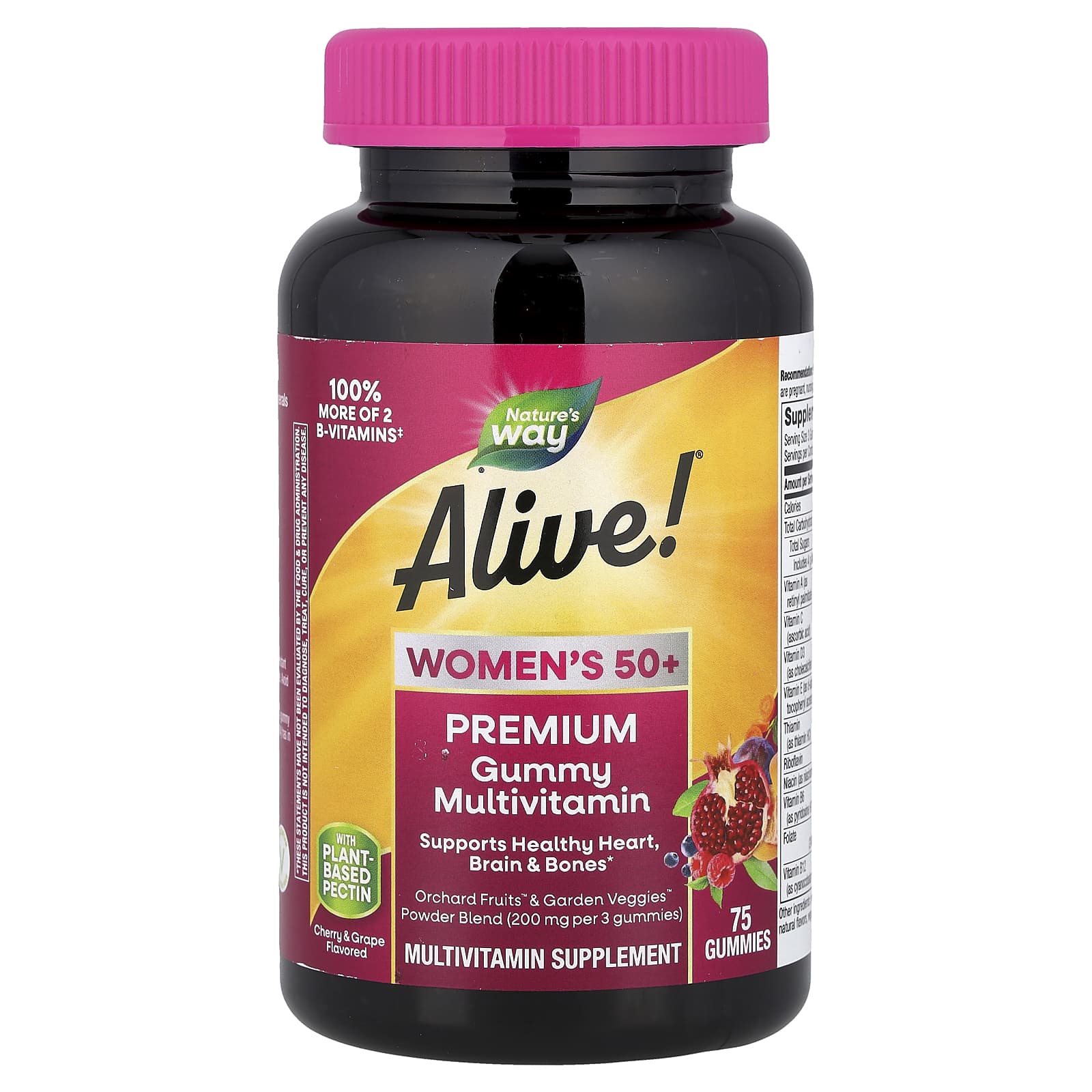 Мультивитамины Nature's Way Alive!® Women's 50+ Premium Gummy Cherry & Grape, 75 жевательных пастилок
