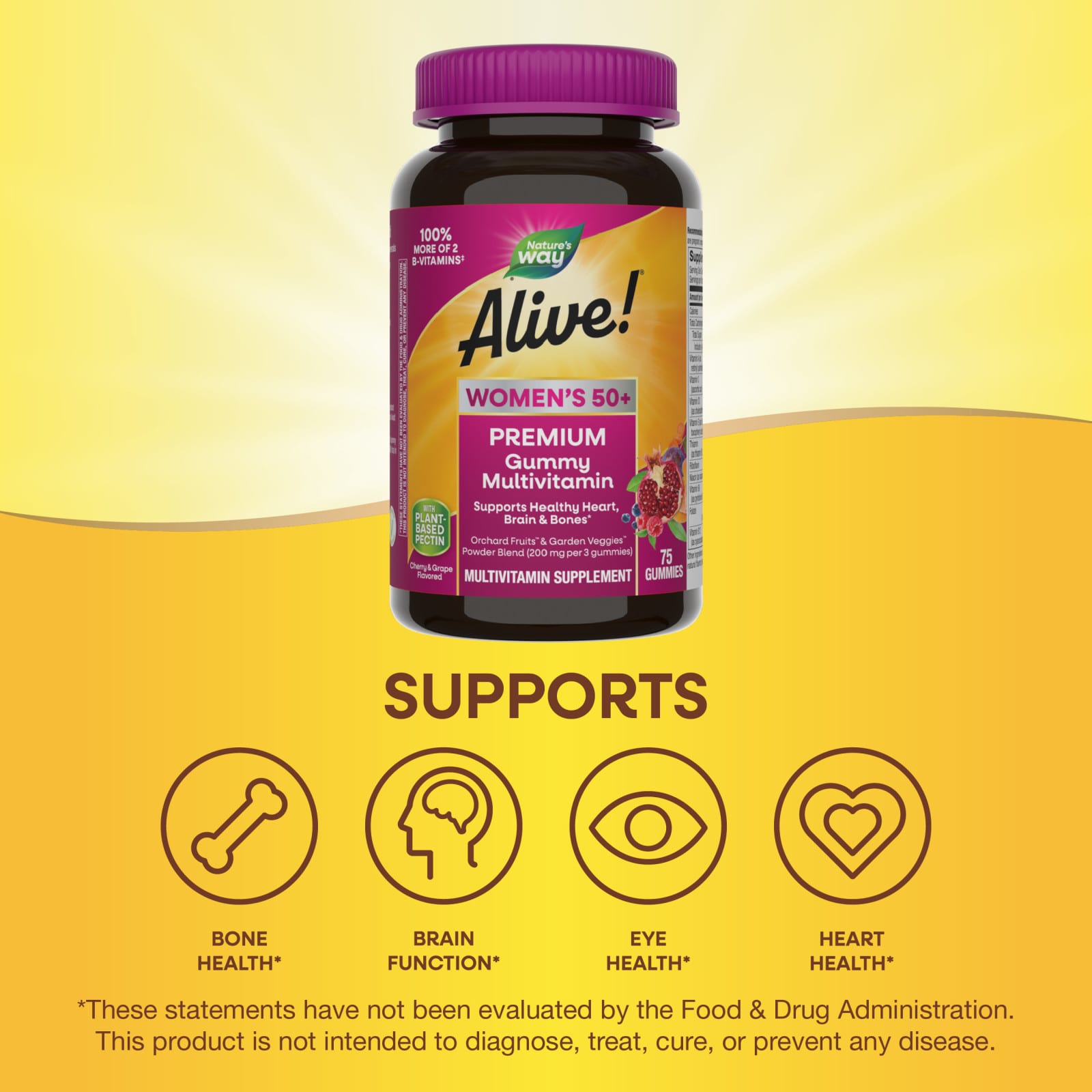 Мультивитамины Nature's Way Alive!® Women's 50+ Premium Gummy Cherry & Grape, 75 жевательных пастилок — фото 4