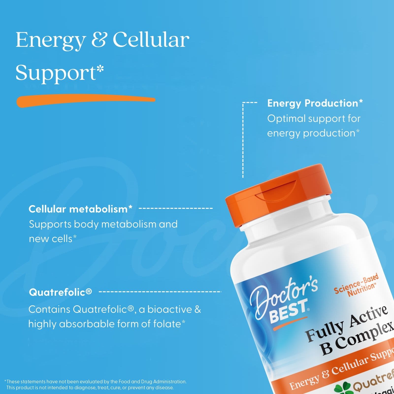 Комплекс витаминов B Doctor's Best Fully Active with Quatrefolic®, 30 растительных капсул — фото 3