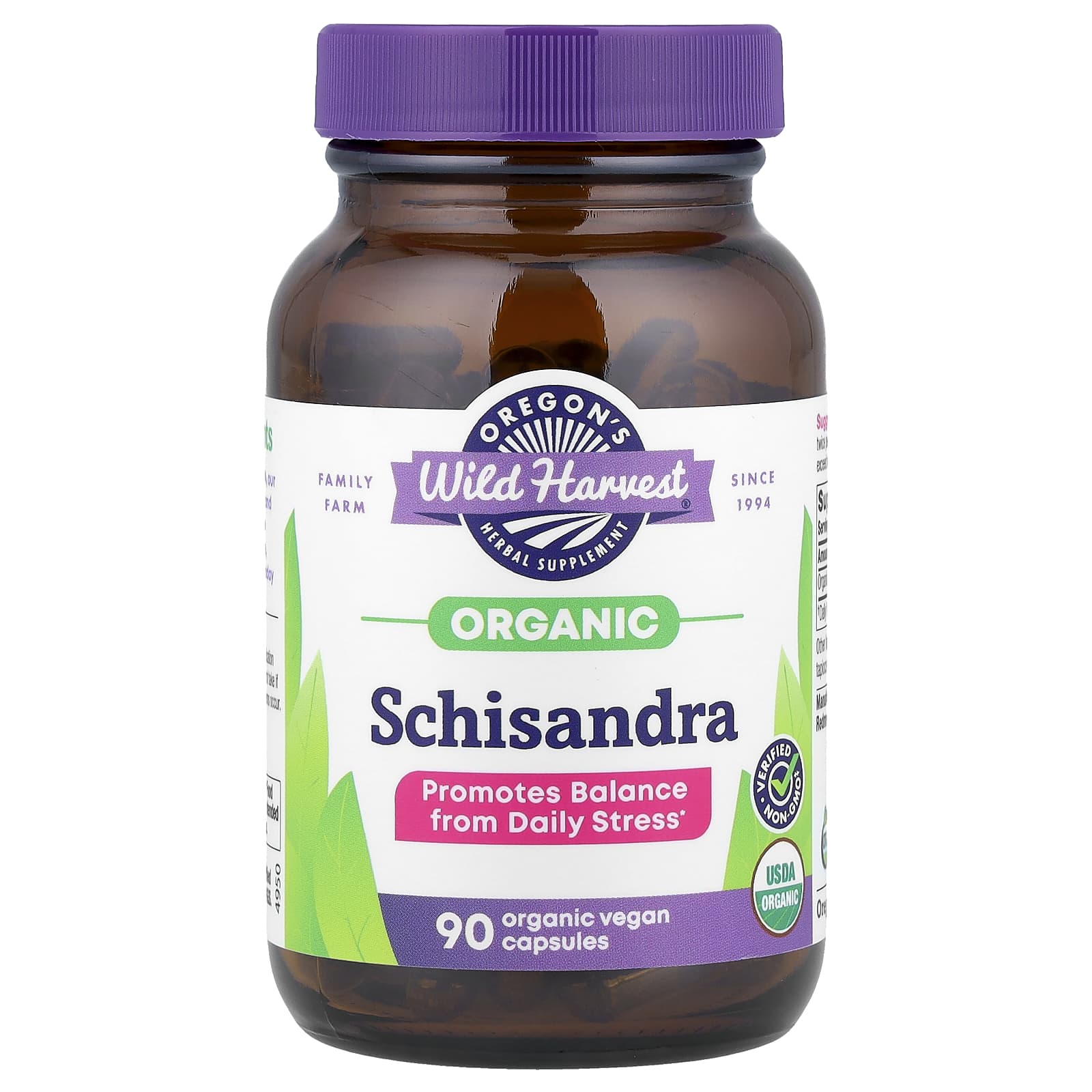Лимонник (Schisandra) Oregon's Wild Harvest Organic, 475 мг, капсулы