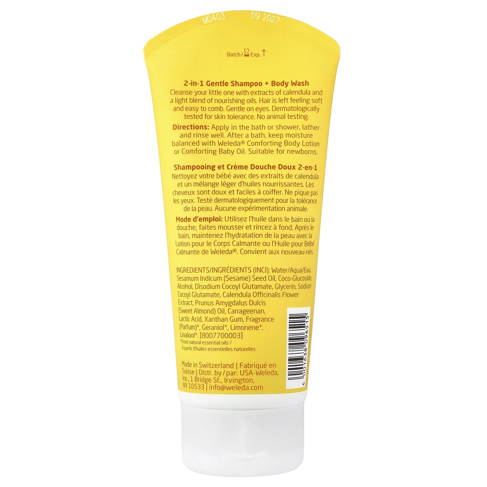 Детский гель для душа Weleda Baby 2-in-1 Gentle Shampoo + Calendula Extracts, 200 мл — фото 2