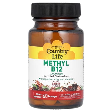 Метил B12 Country Life, вкус Cherry, 1000 мкг, 60 пастилок