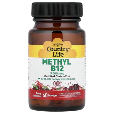 Метил B12 Country Life, вкус Cherry, 5000 мкг, 60 пастилок