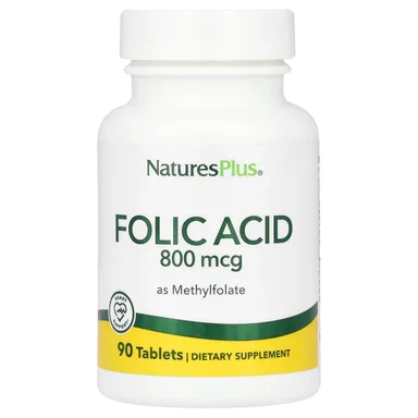 Фото товара: Фолиевая кислота NaturesPlus as Methylfolate, 800 мкг, 90 таблеток