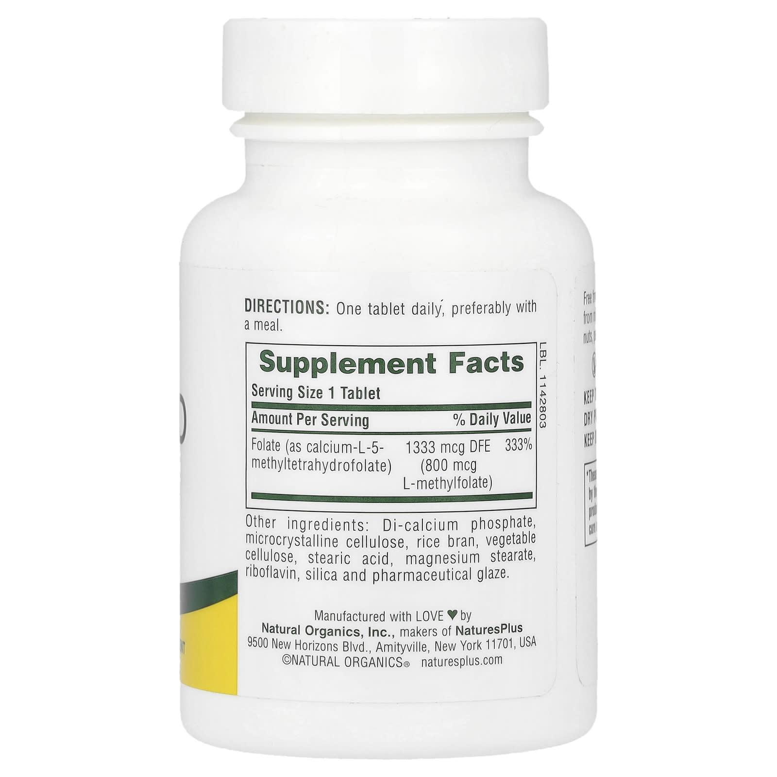 Фолиевая кислота NaturesPlus as Methylfolate, 800 мкг, 90 таблеток — фото 2