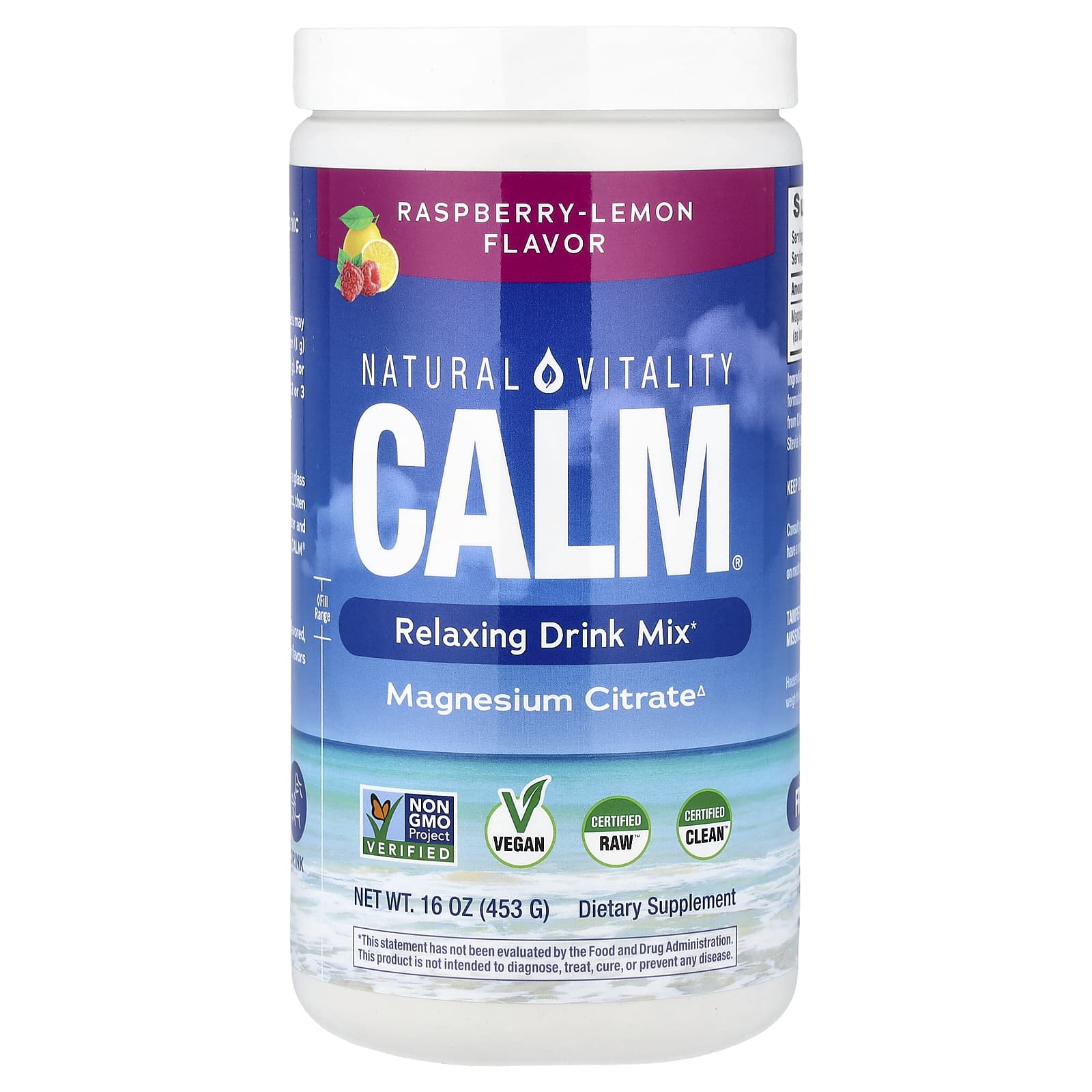 Напиток CALM Natural Vitality CALM®, вкус Raspberry-Lemon, 453 г, смесь для напитка
