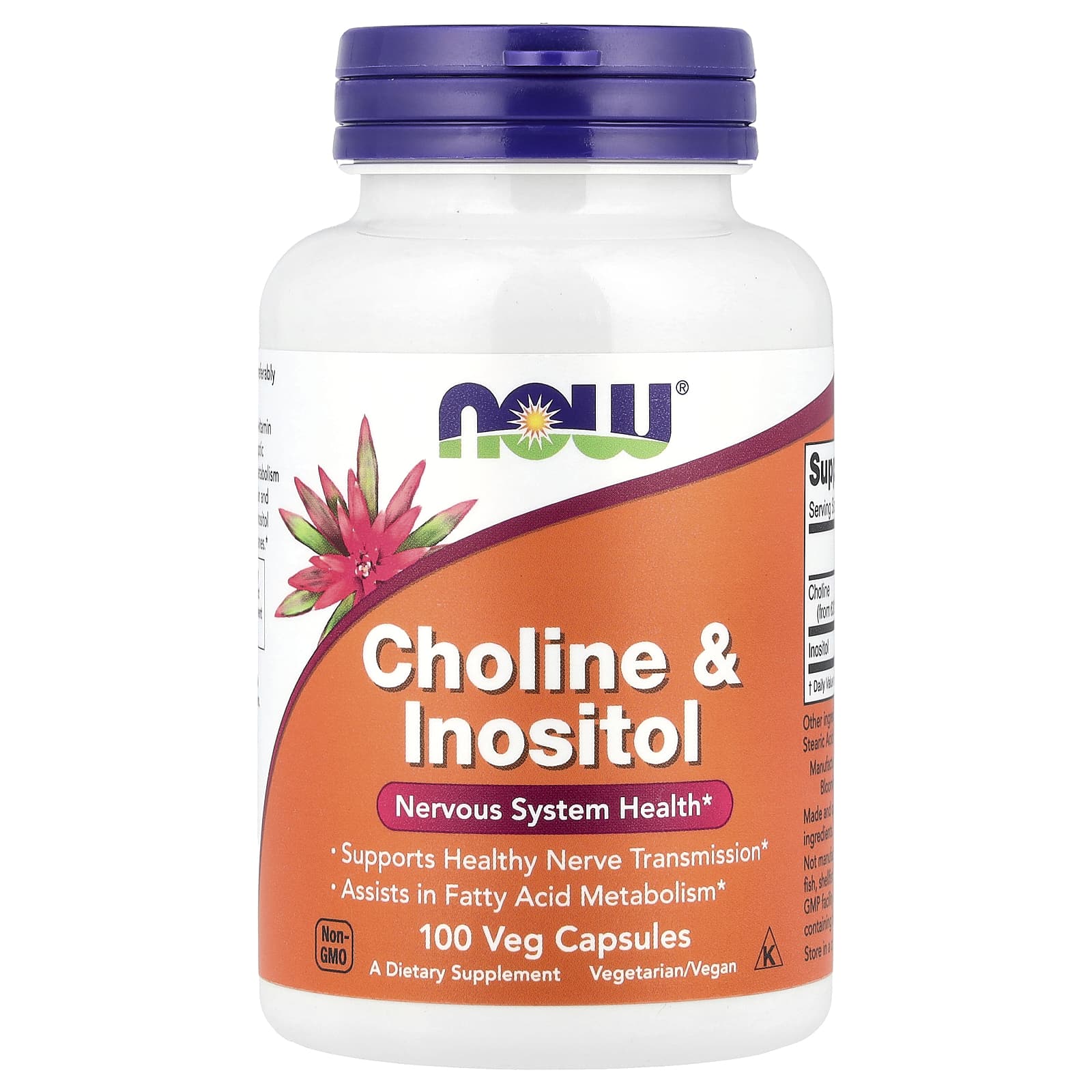 Инозитол NOW Foods Choline &, 100 растительных капсул