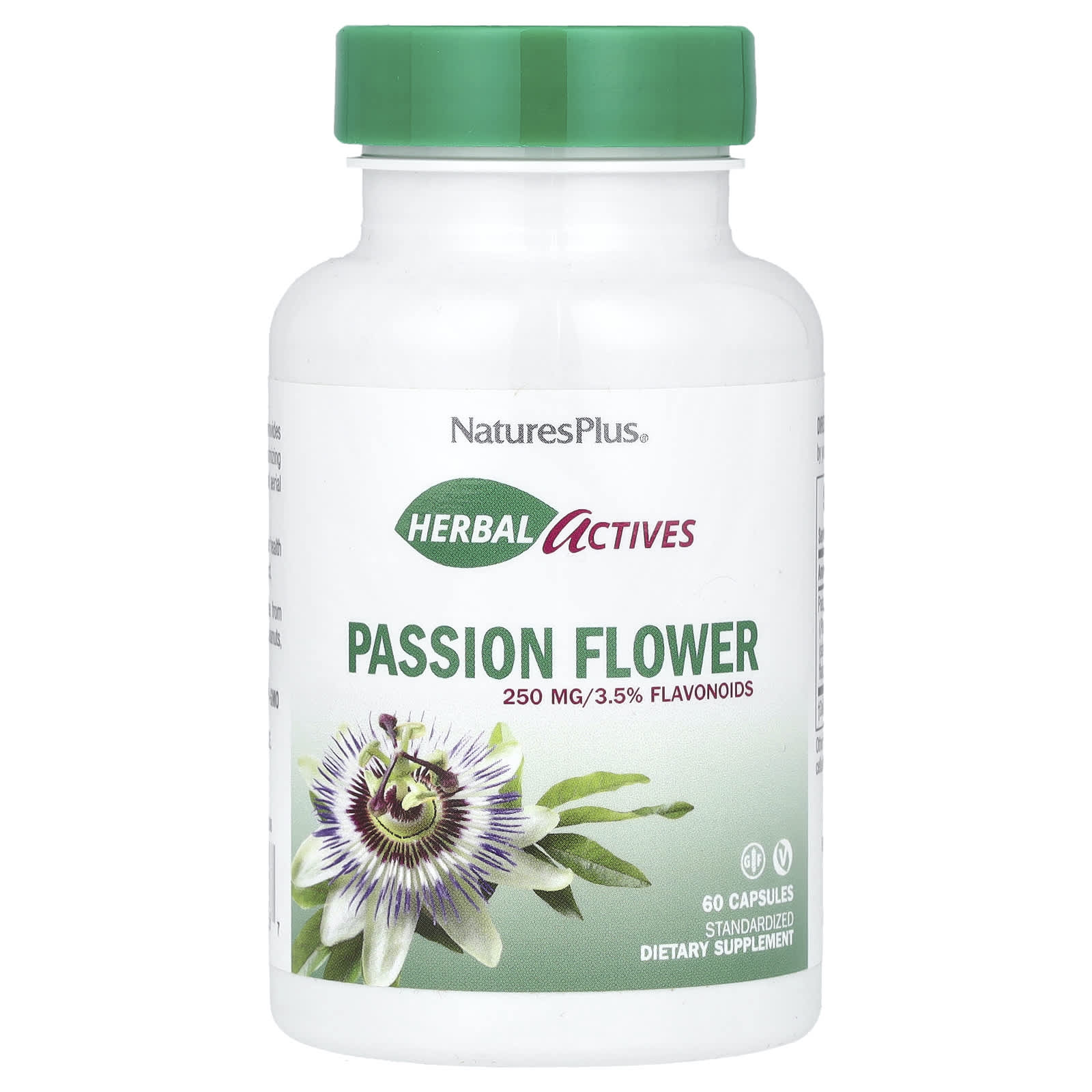 Пассифлора NaturesPlus Herbal Actives, 250 мг, 60 капсул