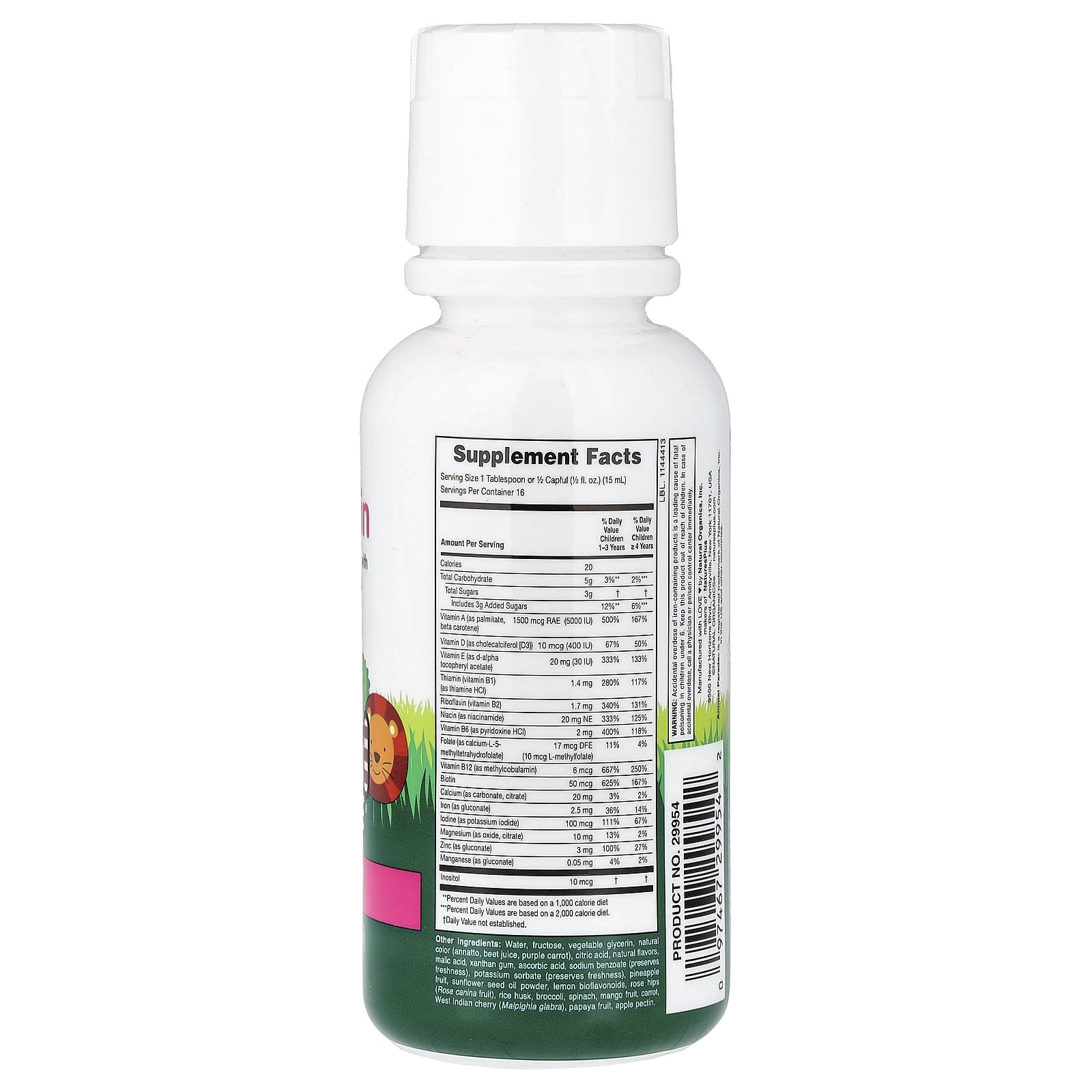Мультивитамины NaturesPlus Animal Parade® Liquid Tropical Berry, 236.56 мл, жидкая форма — фото 2