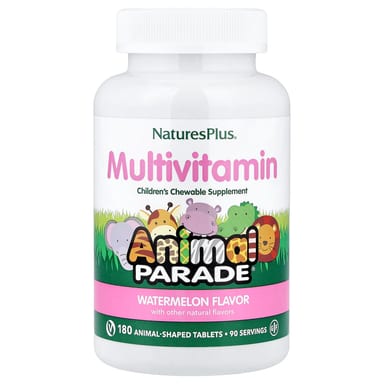 Детские жевательные мультивитамины NaturesPlus Animal Parade®, оттенок Watermelon, 180 жевательных таблеток в форме животных