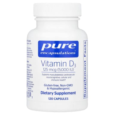 Витамин D3 Pure Encapsulations, 125 мкг (5000 МЕ), 120 капсул