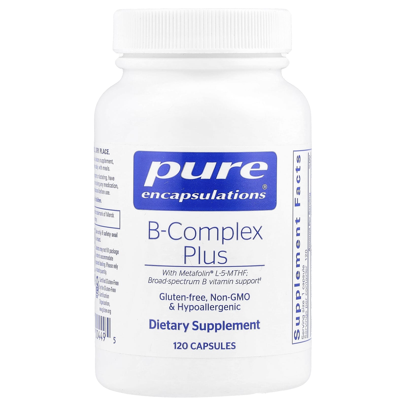 Комплекс витаминов B Pure Encapsulations B-Complex Plus, 120 капсул