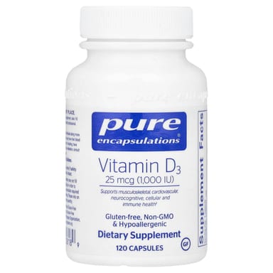 Витамин D3 Pure Encapsulations, 25 мкг (1000 МЕ), 120 капсул