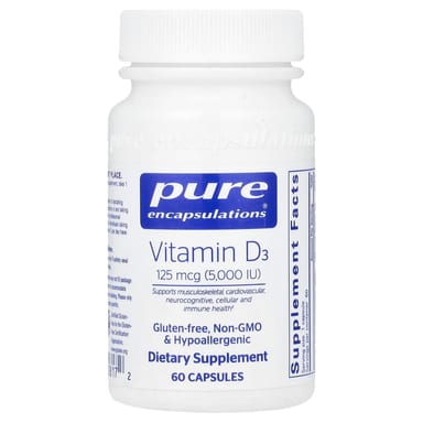 Витамин D3 Pure Encapsulations, 125 мкг (5000 МЕ), 60 капсул