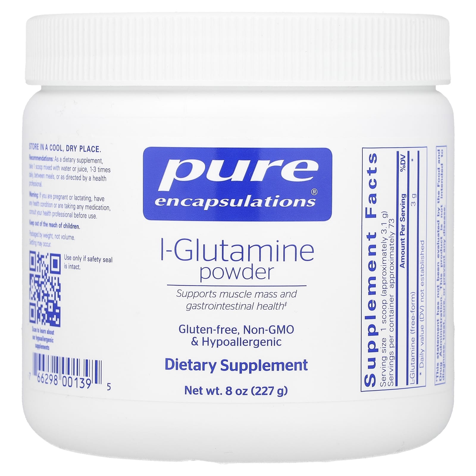 L-глютамин Pure Encapsulations L-Glutamine, 227 г, порошок
